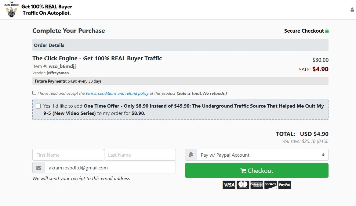 The Click Engine Card Checkout